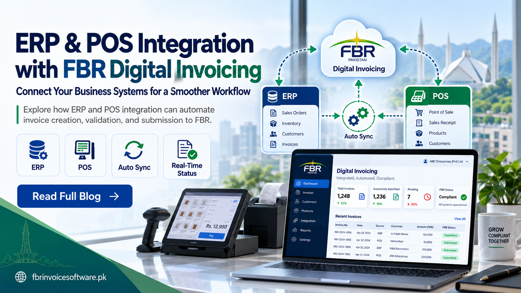 ERP and POS systems synchronizing invoice data with FBR digital invoicing