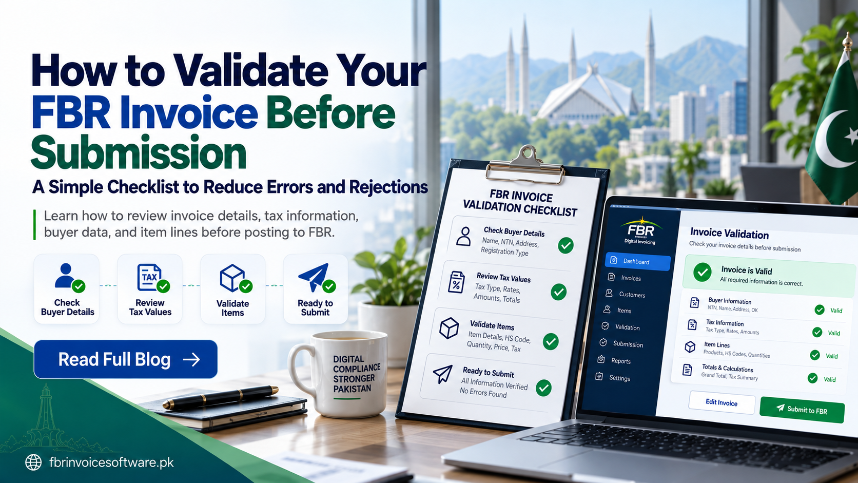 FBR invoice validation checklist reviewing buyer, tax and item details before submission