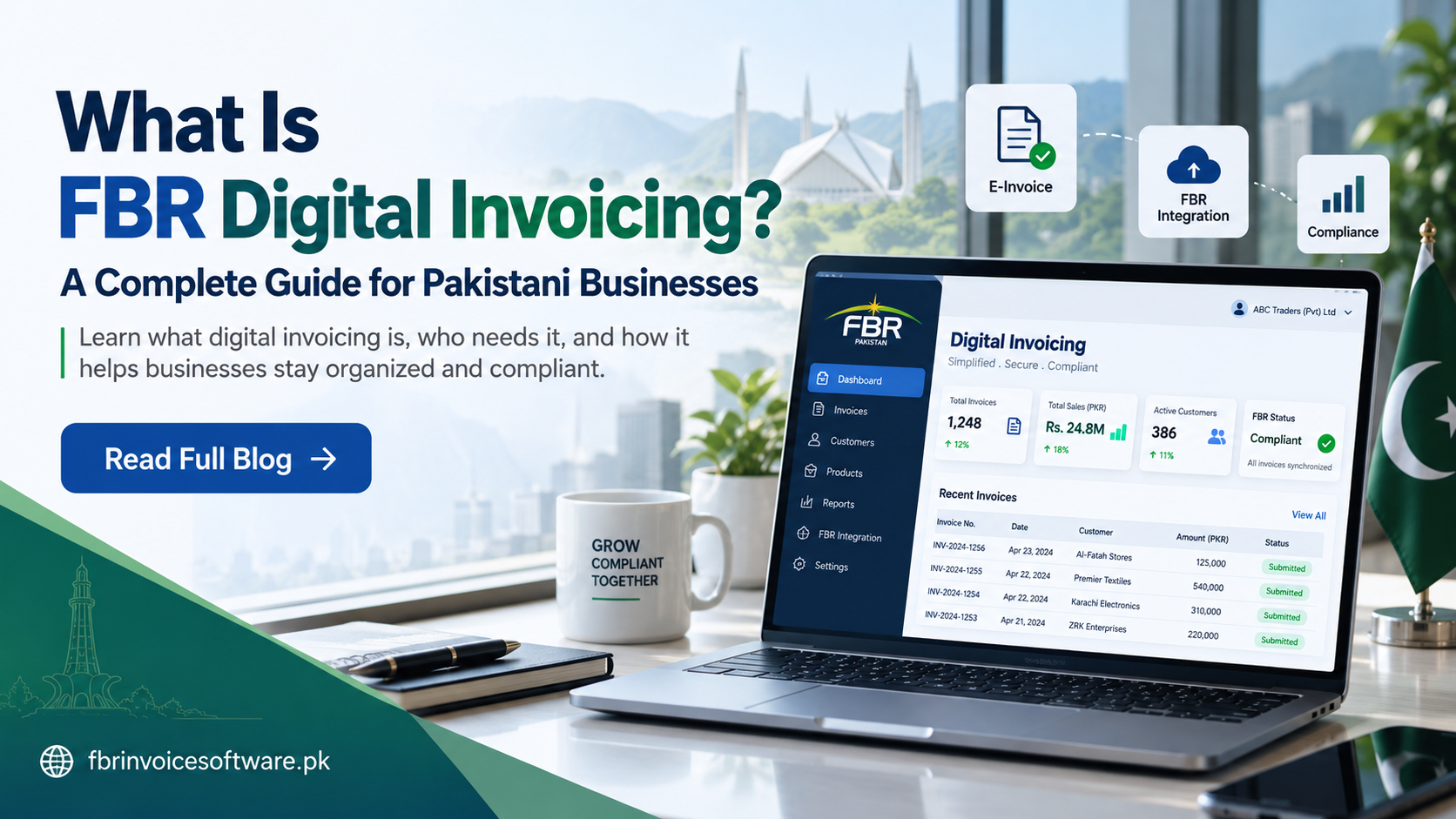 FBR digital invoicing dashboard explaining e-invoice integration and compliance